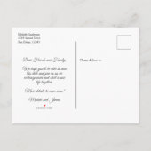 Carte Postale Faire-part Photo de date de mariage en marbre avec palmier en (Dos)