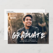 Carte Postale Faire-part photo de graduation du script de brosse (Devant / Derrière)