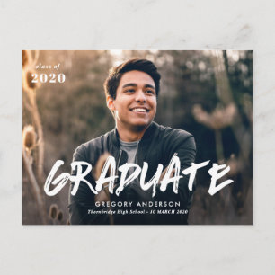 Carte Postale Faire-part photo de graduation du script de brosse