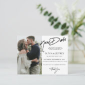 Carte Postale Faire-part Photo de mariage à nouvelle date moderne (Debout devant)