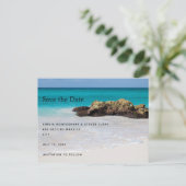 Carte Postale Faire-part Photo de mariage de plage de sable de l'océan Azur (Debout devant)