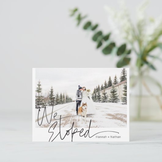 Carte Postale Faire-part Photo de mariage/fuite amoureuse manuscrite (Debout devant)