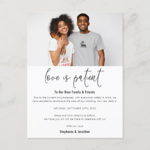 Carte Postale Faire-part Photo de mariage L'amour est patient Sauvegarder l
