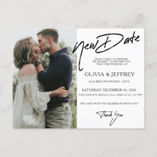 Carte Postale Faire-part Photo de mariage moderne nouvelle date