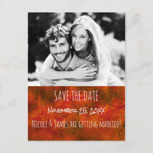 Carte Postale Faire-part Photo de mariage rustique SAVE THE DATE Autumn Gol