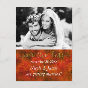Carte Postale Faire-part Photo de mariage rustique SAVE THE DATE Autumn Gol