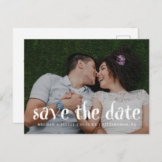 Carte Postale Faire-part Photo de mariage tendance et amusant à sauvegarder (Devant / Derrière)