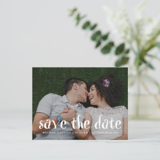 Carte Postale Faire-part Photo de mariage tendance et amusant à sauvegarder (Debout devant)