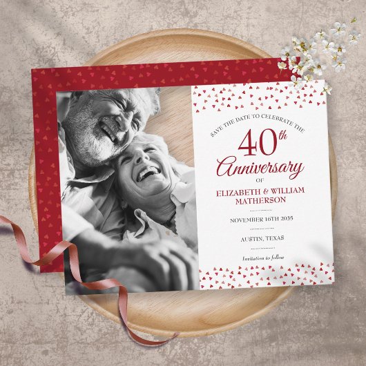 Carte Postale Faire-part Photo de mise en vente pour les 40 ans de mariage 