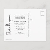 Carte Postale Faire-part Photo de naissance bébé MODERNE Script merci (Dos)