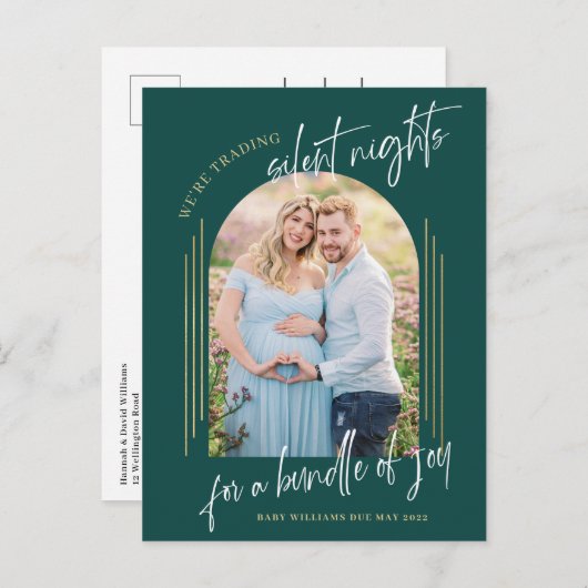 Carte Postale Faire-part Photo de Noël Grossesse  (Devant / Derrière)
