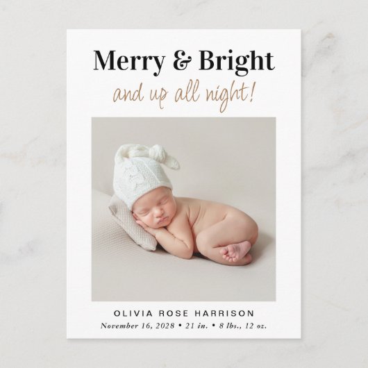 Carte Postale Faire-part Photo de Noël Joyeux Noël Fête Naissance (Devant)