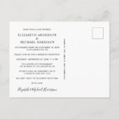 Carte Postale Faire-part Photo de réception de mariage des jeunes mariés (Dos)