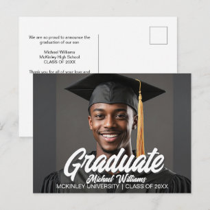 Carte Postale Faire-part Photo de remise de diplôme avec écriture en gras