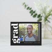 Carte Postale Faire-part Photo de remise de diplôme classique en noir et bl (Debout devant)