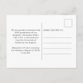 Carte Postale Faire-part Photo de remise des diplômes écriture moderne (Dos)