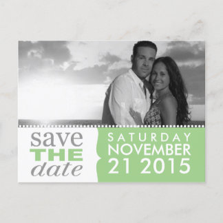 Carte Postale Faire-part Photo de save the date Débuts doux Vert menthe