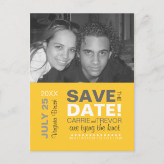 Carte Postale Faire-part Photo de typographie moderne Enregistrer la date C