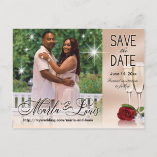 Carte Postale Faire-part Photo de Vin & Roses Enregistrer la date Rose tend