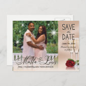 Carte Postale Faire-part Photo de Vin & Roses Enregistrer la date Rose tend (Devant / Derrière)