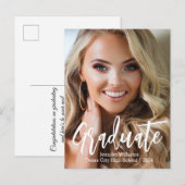 Carte Postale Faire-part photo d'écriture manuscrite élégante remise des di (Devant / Derrière)