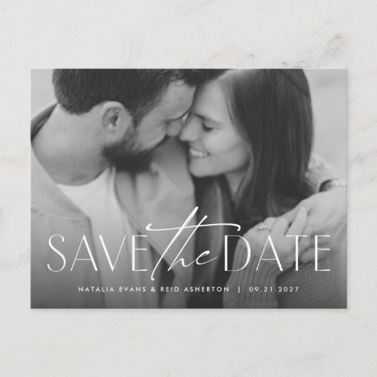 Carte Postale Faire-part Photo design simple et moderne enregistrer la date (Devant)
