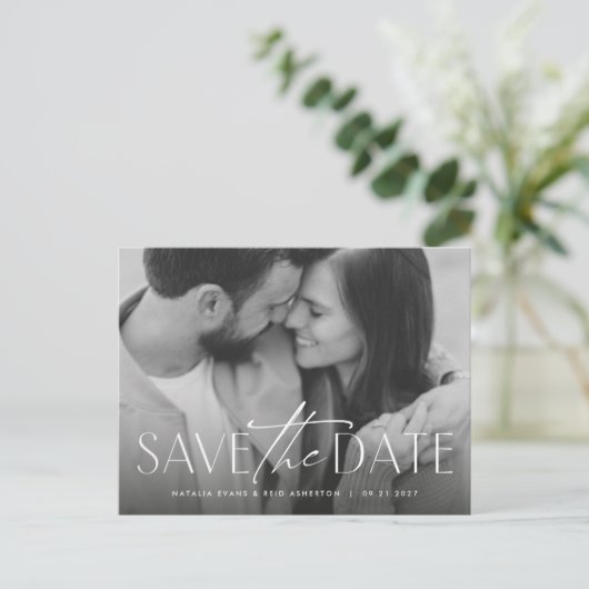 Carte Postale Faire-part Photo design simple et moderne enregistrer la date (Debout devant)