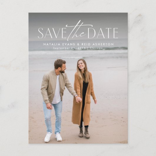 Carte Postale Faire-part Photo design simple et moderne enregistrer la date (Devant)