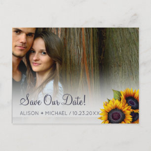 Carte Postale Faire-part PHOTO Élégante date de sauvegarde de mariage rust