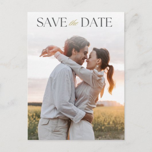 Carte Postale Faire-part Photo élégante QR Code Mariage Enregistrer la date (Devant)