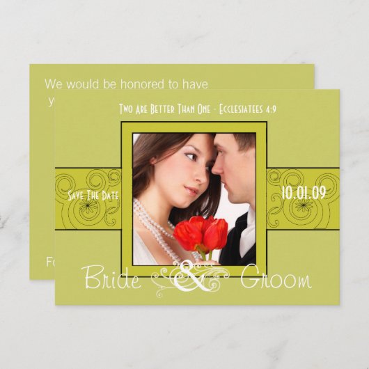 Carte Postale Faire-part Photo Enregistrer la Date (Devant / Derrière)