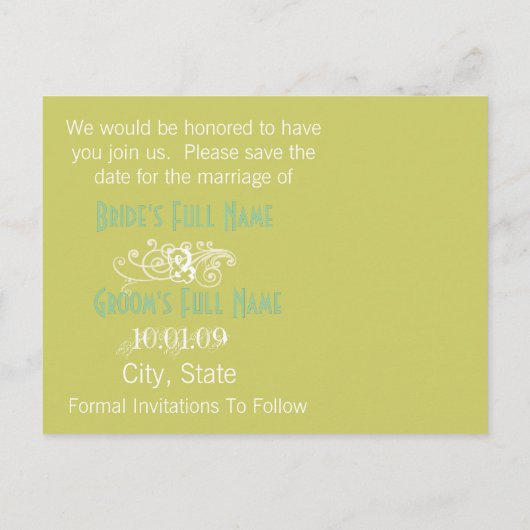 Carte Postale Faire-part Photo Enregistrer la Date (Dos)