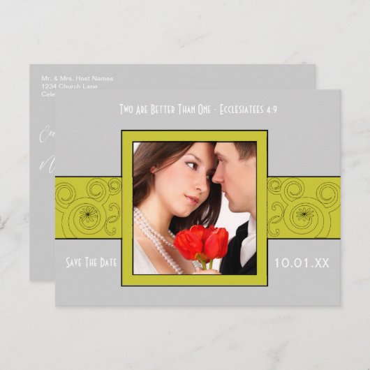 Carte Postale Faire-part Photo Enregistrer La Date (Devant / Derrière)