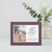 Carte Postale Faire-part Photo Enregistrer la Date Chic Élégant Mariage Vio (Debout devant)