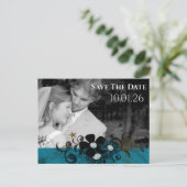 Carte Postale Faire-part Photo Enregistrer la date Photo Turquoise Bleu (Debout devant)