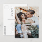 Carte Postale Faire-part Photo, Fiançailles, Appel Blanc Calligraphié (Devant / Derrière)