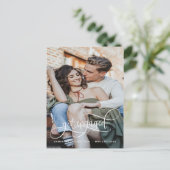 Carte Postale Faire-part Photo, Fiançailles, Calligraphie Blanche Fiançaill (Debout devant)