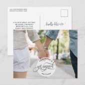 Carte Postale Faire-part Photo Fiançailles circulaire Logo Script, Fiançail (Devant / Derrière)