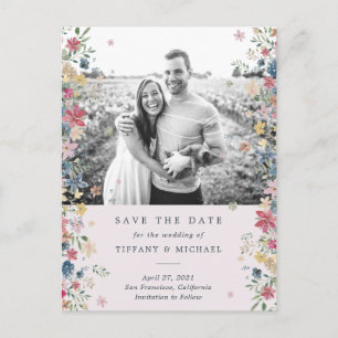 Carte Postale Faire-part Photo florale Enregistrer la date