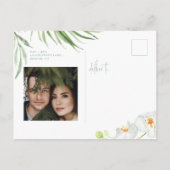 Carte Postale Faire-part Photo florale tropicale rose, sarcelle et orchidée (Dos)