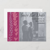 Carte Postale Faire-part Photo & Foliage moderne chic Enregistrer la date (Devant / Derrière)