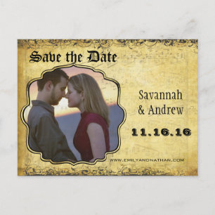 Carte Postale Faire-part Photo Golden Yellow Heart Leaf Tree Enregistrer la