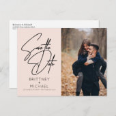 Carte Postale Faire-part Photo Lettrée à la main minimale Enregistrer la da (Devant / Derrière)