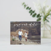 Carte Postale Faire-part Photo manuscrite blanche Enregistrer notre Date II (Debout devant)