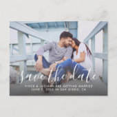 Carte Postale Faire-part Photo manuscrite du Mariage de script Enregistrer (Devant)