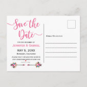 Carte Postale Faire-part Photo manuscrite rose florale Enregistrer la date (Dos)