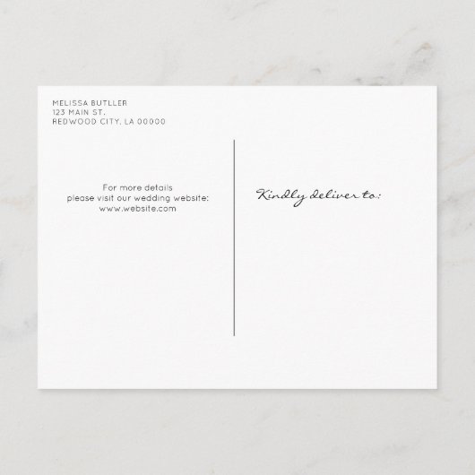 Carte Postale Faire-part Photo manuscrite simple et moderne (Dos)