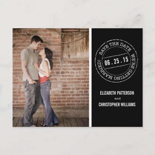 Carte Postale Faire-part Photo Mariage de marque postale Enregistrer la dat (Devant)
