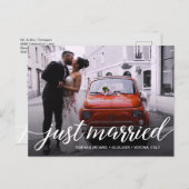 Carte Postale Faire-part Photo Mariage juste marié Script Overlay (Devant / Derrière)