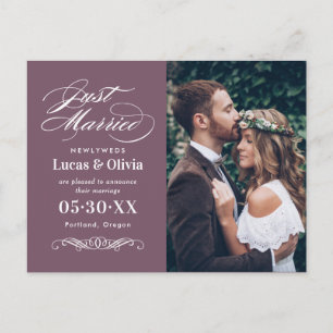 Carte Postale Faire-part Photo Mariage Romantique Mauve